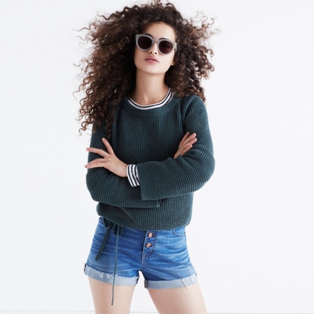 Madewell | Green Sweater Waist Tie Pullover Size S